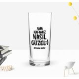 BK Gift Kişiye Özel Renkli Baskılı Ama Kafamız Nasıl Güzel Tasarımlı Rakı Bardağı-1