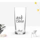 BK Gift Kişiye Özel Renkli Baskılı Aşk Ola Tasarımlı Rakı Bardağı-1
