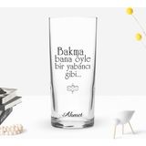 BK Gift Kişiye Özel Renkli Baskılı Bir Yabancı Gibi Tasarımlı Rakı Bardağı-1