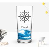 BK Gift Kişiye Özel Renkli Baskılı Dümen Tasarımlı Rakı Bardağı-1