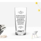 BK Gift Kişiye Özel Renkli Baskılı Dünyanın Şerefine Tasarımlı Rakı Bardağı-1