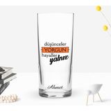 BK Gift Kişiye Özel Renkli Baskılı Düşünceler Yorgun Tasarımlı Rakı Bardağı-1