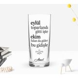 BK Gift Kişiye Özel Renkli Baskılı Eylül Toplandı Gitti Işte Tasarımlı Rakı Bardağı-1