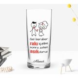 BK Gift Kişiye Özel Renkli Baskılı Gel Beraber Rakı Içelim Tasarımlı Rakı Bardağı-1