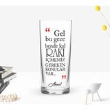 BK Gift Kişiye Özel Renkli Baskılı Gel Bu Gece Bende Kal Tasarımlı Rakı Bardağı-1