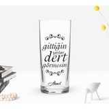 BK Gift Kişiye Özel Renkli Baskılı Gittiğin Yerler Dert Görmesin Tasarımlı Rakı Bardağı-1