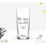 BK Gift Kişiye Özel Renkli Baskılı He Sen Biliyon He Tasarımlı Rakı Bardağı-1
