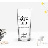 BK Gift Kişiye Özel Renkli Baskılı Içiyorum Öyleyse Varım Tasarımlı Rakı Bardağı-1
