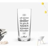 BK Gift Kişiye Özel Renkli Baskılı Rakı Çok Içiyorsun Dediler Tasarımlı Rakı Bardağı-1