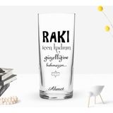BK Gift Kişiye Özel Renkli Baskılı Rakı Içen Kadının Tasarımlı Rakı Bardağı-1