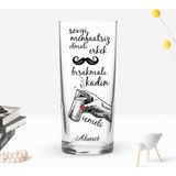 BK Gift Kişiye Özel Renkli Baskılı Sevgi Menfaatsiz Olmalı Tasarımlı Rakı Bardağı-1