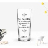 BK Gift Kişiye Özel Renkli Baskılı Şu Hayatta Tasarımlı Rakı Bardağı-1