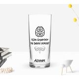 BK Gift Kişiye Özel Renkli Baskılı Ya Beyni Yoksa Tasarımlı Rakı Bardağı-1