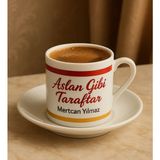 Bk Gift Kişiye Özel Sarı Kırmızı Aslan Gibi Taraftar Tasarımlı Türk Kahvesi Fincanı-1, Taraftar Hediyesi, Doğum Günü Hediyesi, Arkadaşa Hediye - Renk - Renkli