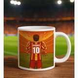 Bk Gift Kişiye Özel Sarı-Kırmızı Forma Tasarımlı Beyaz Kupa Bardak, Arkadaşa Hediye, Sevgiliye Hediye, Taraftar Hediyesi - Renk - Renkli