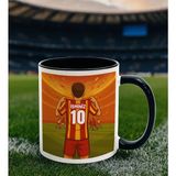 Bk Gift Kişiye Özel Sarı-Kırmızı Forma Tasarımlı Siyah Kupa Bardak, Arkadaşa Hediye, Sevgiliye Hediye, Taraftar Hediyesi - Renk - Renkli