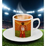 Bk Gift Kişiye Özel Sarı-Kırmızı Forma Tasarımlı Türk Kahvesi Fincanı, Arkadaşa Hediye, Sevgiliye Hediye, Taraftar Hediyesi - Renk - Renkli