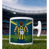 Bk Gift Kişiye Özel Sarı-Lacivert Forma Tasarımlı Hammer Kulplu Beyaz Kupa Bardak, Arkadaşa Hediye, Sevgiliye Hediye, Taraftar Hediyesi - Renk - Renkli