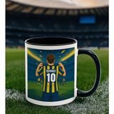 Bk Gift Kişiye Özel Sarı-Lacivert Forma Tasarımlı Siyah Kupa Bardak, Arkadaşa Hediye, Sevgiliye Hediye, Taraftar Hediyesi - 1 Adet - 300 ml