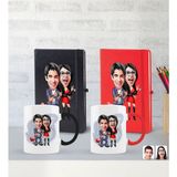 Bk Gift Kişiye Özel Sevgililer Karikatürlü 2’li Defter Kupa Hediye Seti, Sevgiliye Hediye, Sevgililer Günü Hediyesi-4