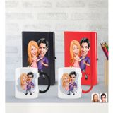 Bk Gift Kişiye Özel Sevgililer Karikatürlü 2’Li Defter Kupa Hediye Seti, Sevgiliye Hediye, Sevgililer Günü Hediyesi-5