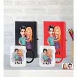 Bk Gift Kişiye Özel Sevgililer Karikatürlü 2’Li Defter Kupa Hediye Seti, Sevgiliye Hediye, Sevgililer Günü Hediyesi-6