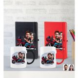 Bk Gift Kişiye Özel Sevgililer Karikatürlü 2’li Defter Kupa Hediye Seti, Sevgiliye Hediye, Sevgililer Günü Hediyesi