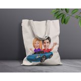 Bk Gift Kişiye Özel Sevgililer Karikatürlü Kanvas Bez Çanta, Baskılı Omuz Çantası, Alışveriş Çantası, Plaj Çantası, Sevgiliye Hediye-10 - Desenli
