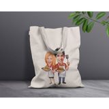Bk Gift Kişiye Özel Sevgililer Karikatürlü Kanvas Bez Çanta, Baskılı Omuz Çantası, Alışveriş Çantası, Plaj Çantası, Sevgiliye Hediye-14 - Desenli
