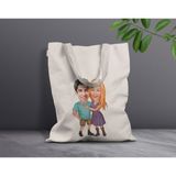 Bk Gift Kişiye Özel Sevgililer Karikatürlü Kanvas Bez Çanta, Baskılı Omuz Çantası, Alışveriş Çantası, Plaj Çantası, Sevgiliye Hediye-15 - Desenli