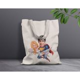 Bk Gift Kişiye Özel Sevgililer Karikatürlü Kanvas Bez Çanta, Baskılı Omuz Çantası, Alışveriş Çantası, Plaj Çantası, Sevgiliye Hediye-16 - Desenli