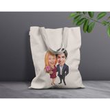 Bk Gift Kişiye Özel Sevgililer Karikatürlü Kanvas Bez Çanta, Baskılı Omuz Çantası, Alışveriş Çantası, Plaj Çantası, Sevgiliye Hediye-18 - Desenli