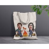 Bk Gift Kişiye Özel Sevgililer Karikatürlü Kanvas Bez Çanta, Baskılı Omuz Çantası, Alışveriş Çantası, Plaj Çantası, Sevgiliye Hediye-19 - Desenli