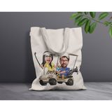 Bk Gift Kişiye Özel Sevgililer Karikatürlü Kanvas Bez Çanta, Baskılı Omuz Çantası, Alışveriş Çantası, Plaj Çantası, Sevgiliye Hediye-20 - Desenli