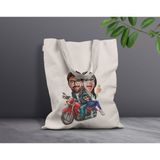 Bk Gift Kişiye Özel Sevgililer Karikatürlü Kanvas Bez Çanta, Baskılı Omuz Çantası, Alışveriş Çantası, Plaj Çantası, Sevgiliye Hediye-21 - Desenli