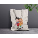 Bk Gift Kişiye Özel Sevgililer Karikatürlü Kanvas Bez Çanta, Baskılı Omuz Çantası, Alışveriş Çantası, Plaj Çantası, Sevgiliye Hediye-28 - Desenli