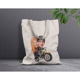 Bk Gift Kişiye Özel Sevgililer Karikatürlü Kanvas Bez Çanta, Baskılı Omuz Çantası, Alışveriş Çantası, Plaj Çantası, Sevgiliye Hediye-3 - Desenli
