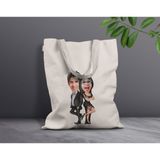 Bk Gift Kişiye Özel Sevgililer Karikatürlü Kanvas Bez Çanta, Baskılı Omuz Çantası, Alışveriş Çantası, Plaj Çantası, Sevgiliye Hediye-37 - Desenli