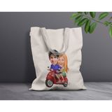 Bk Gift Kişiye Özel Sevgililer Karikatürlü Kanvas Bez Çanta, Baskılı Omuz Çantası, Alışveriş Çantası, Plaj Çantası, Sevgiliye Hediye-41 - Desenli