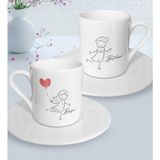 Bk Gift Kişiye Özel Sevgililer Temalı 2’li Türk Kahvesi Fincanı, Sevgililer Günü Hediyesi, Sevgiliye Hediye, Ev Hediyesi-11 - Beyaz