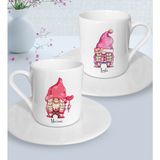 Bk Gift Kişiye Özel Sevgililer Temalı 2’li Türk Kahvesi Fincanı, Sevgililer Günü Hediyesi, Sevgiliye Hediye, Ev Hediyesi - Beyaz