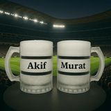 Bk Gift Kişiye Özel Siyah Beyaz Taraftar Isimli 2’li Cam Bira Bardağı 50CL-1 , Taraftar Hediyesi, Arkadaş Hediye - Renk - Renkli