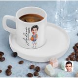 Bk Gift Kişiye Özel Sunum Tabaklı Erkek Basketbol Karikatürlü Kahve Fincanı-6, Sevgiliye Hediye, Aileye Hediye, Arkadaşa Hediye