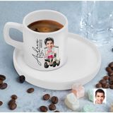 Bk Gift Kişiye Özel Sunum Tabaklı Erkek Golf Oyuncusu Karikatürlü Kahve Fincanı-6, Sevgiliye Hediye, Aileye Hediye, Arkadaşa Hediye