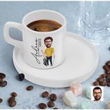Bk Gift Kişiye Özel Sunum Tabaklı Golf Oyuncusu Karikatürlü Kahve Fincanı-4, Sevgiliye Hediye, Aileye Hediye, Arkadaşa Hediye
