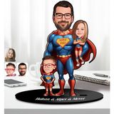 Bk Gift Kişiye Özel Süper Baba-Çocuk Karikatürlü Ahşap Biblo-2, Babalar Günü Hediyesi, Babaya Hediye