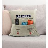 Bk Gift Kişiye Özel Tasarımlı Organizer Kumanda ve Atıştırmalık Cepli Krem Kırlent Yastık- 3, Ev Dekoru, - 43 x 43 cm - Renkli