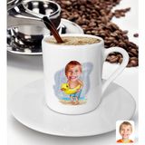 Bk Gift Kişiye Özel Tatilci Çocuk Karikatürlü Türk Kahvesi Fincanı-1 - Beyaz