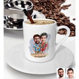 Bk Gift Kişiye Özel Tatilci Kankalar Karikatürlü Türk Kahvesi Fincanı-1 - Beyaz