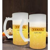 BK Gift Kişiye Özel Tekel Tasarımlı 2’li Buzlu Cam Bira Bardağı 50cl-1